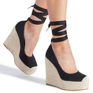 Black Wedges Espadrilles Size 6.5